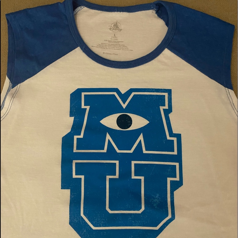 Disney MU Sleeveless Tee. White/Blue New with Tags